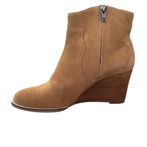 Andre Assous Sally Cognac Suede Wedge Ankle Bootie Size 8M - Picture 6 of 10